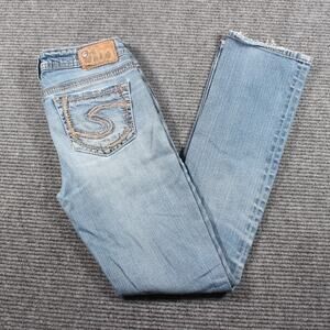 Silver Jeans Aiko Mid Baby Boot Womens 26x29 Blue Light Wash Bootcut
